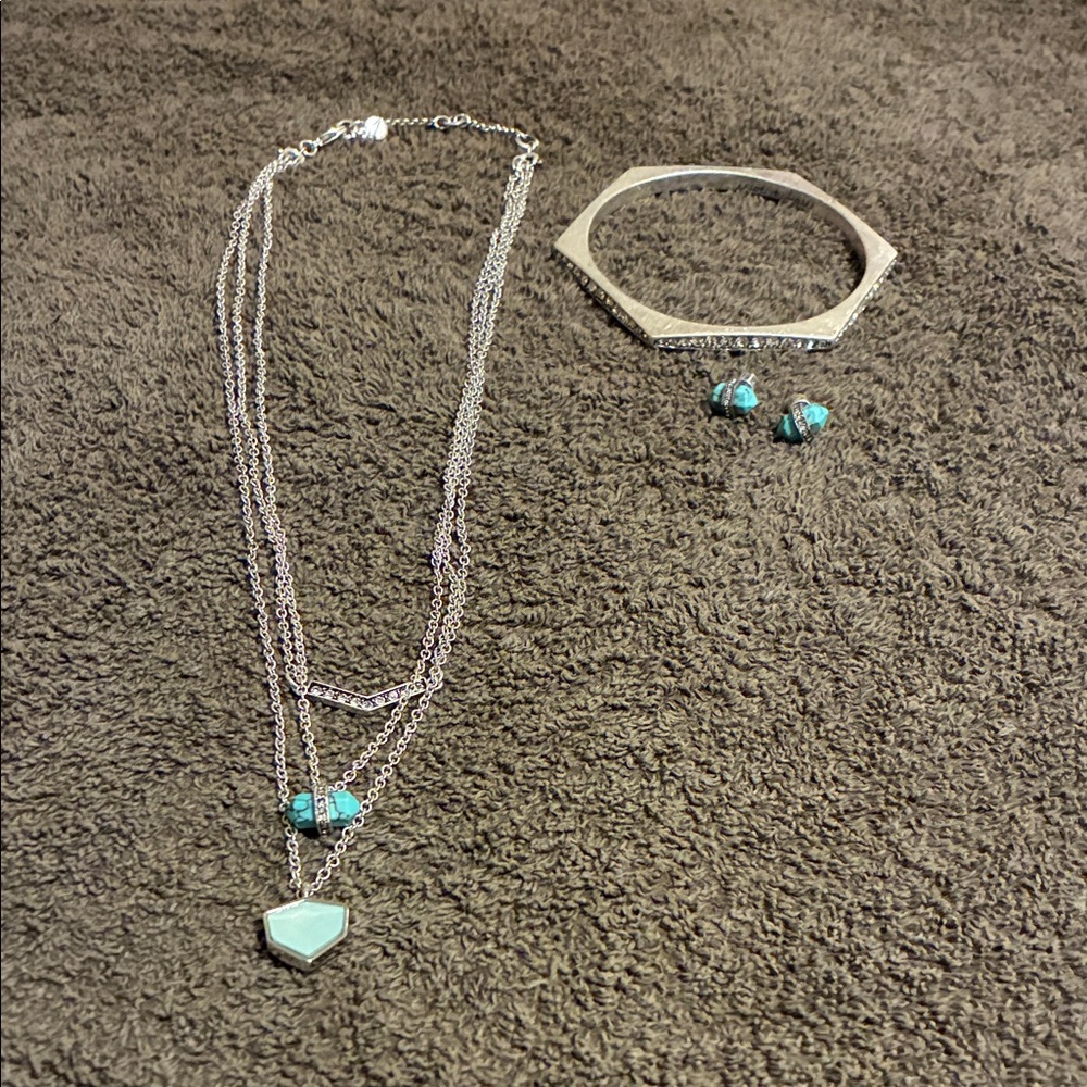 Chloe + Isabel Silver and Turquoise Necklace Set